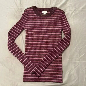 2/15 Nine West purple striped sparkly sweater